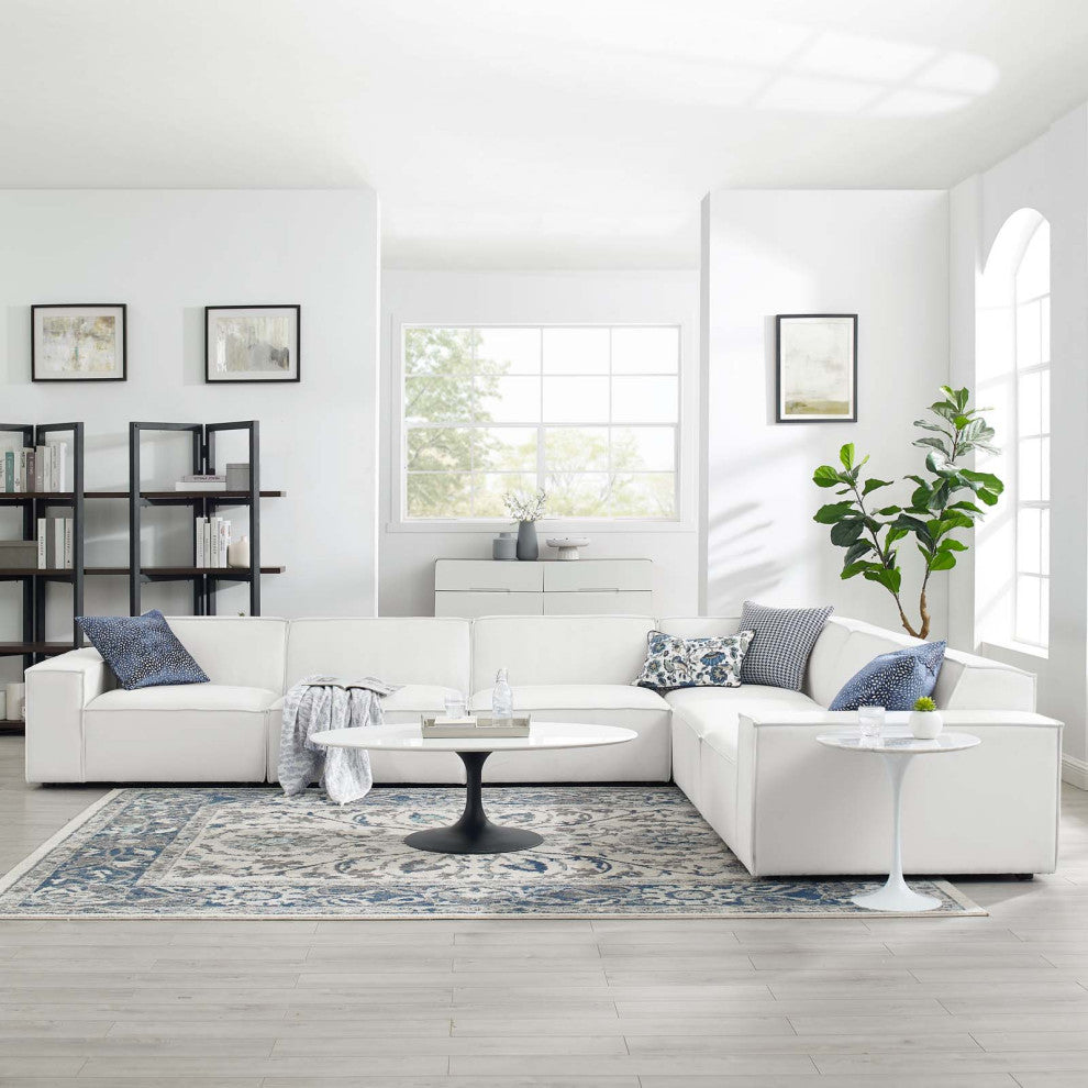 Modular Sectional Sofa Set, White, Fabric, Modern, Lounge Hotel Hospitality