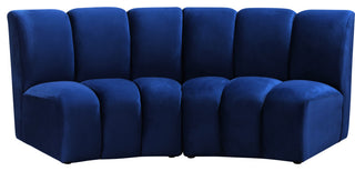 Infinity Channel Tufted Velvet Modular Chair, Navy, 2 Piece