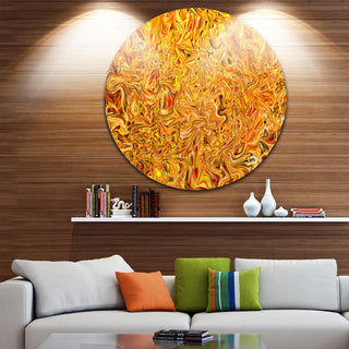 Textured Flowing Yellow, Abstract Art Round Wall Art, 36"