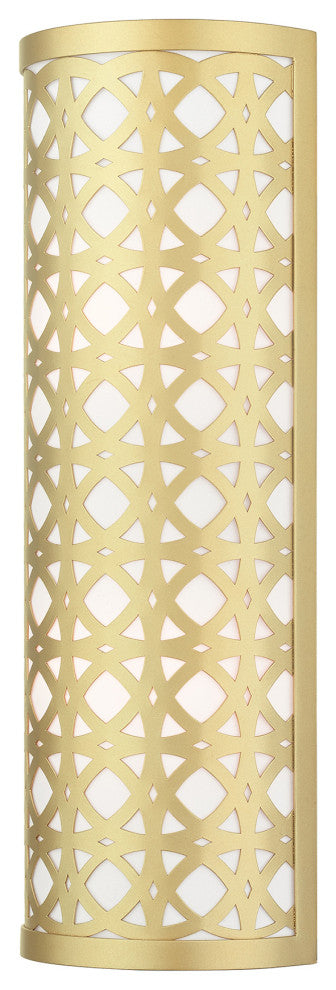 Soft Gold Fretwork, Ornamental, Transitional, Sophisticated Sconce