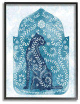 Regal Cheetah Jungle Animal Vines Blue Arabesque Watercolor,1pc, each 11 x 14