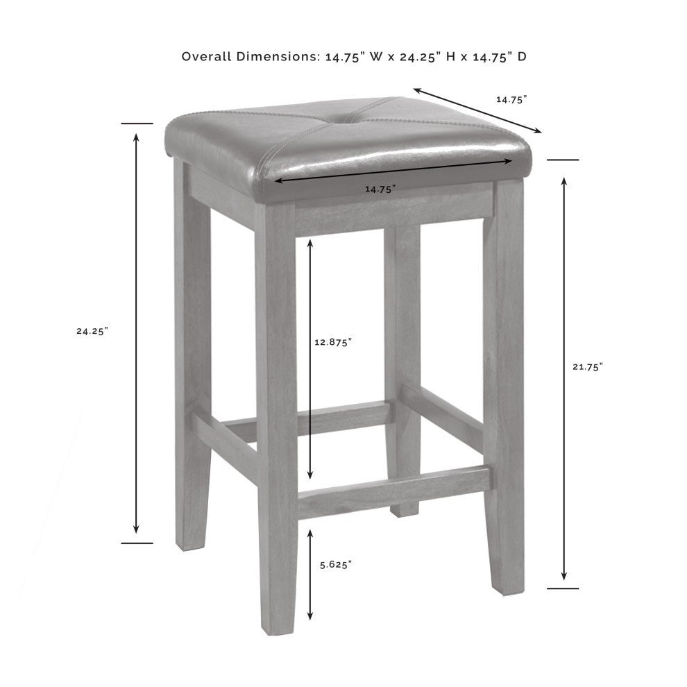 Julia Stainless Steel Top Island With Upholstered Square Counter Height Stools
