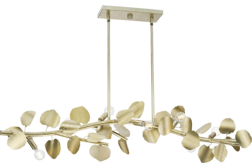 Laurel Collection 7-Light Island Linear Chandelier Light, Gilded Silver