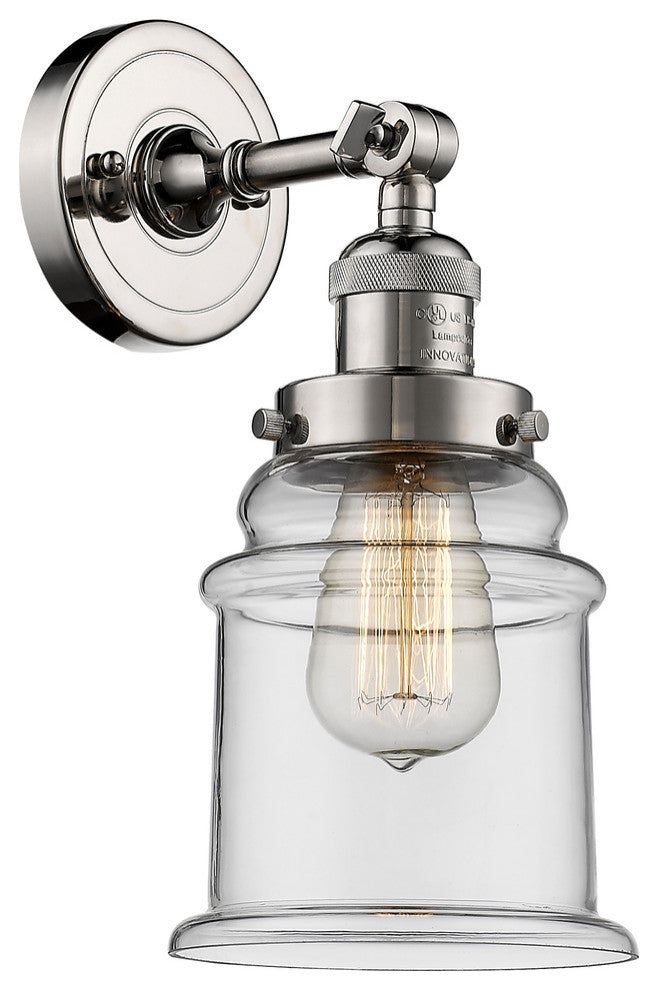 Canton 1-Light LED Sconce, Polished Nickel, Glass: Clear