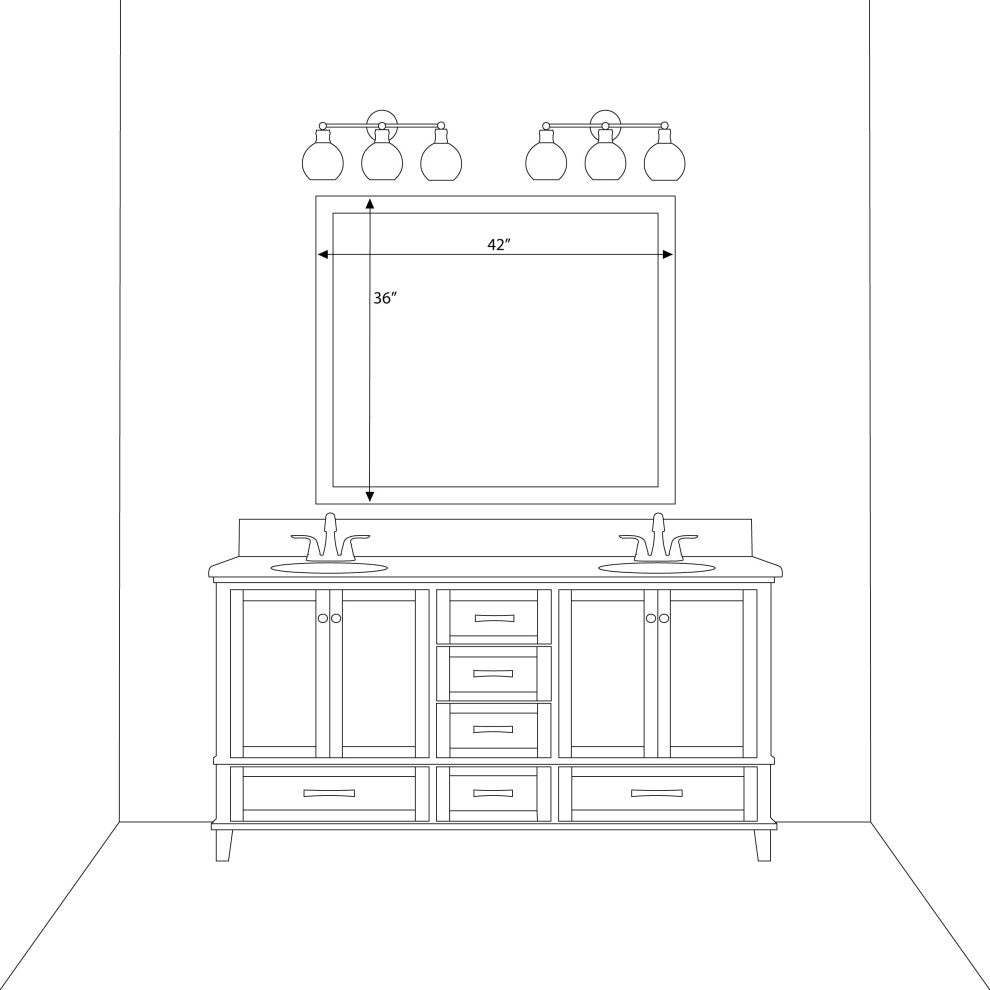 Meade Framed Wall Mirror, Black, 36"x42"