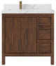 Elizabeth 36 Left Offset Bath Vanity in Dark Walnut Teak 2" Calacatta Laza