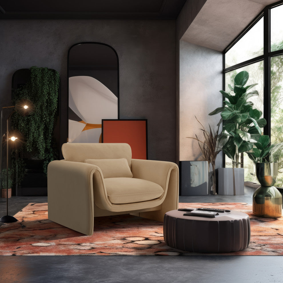 Sloan Camel Velvet Fabric Chair