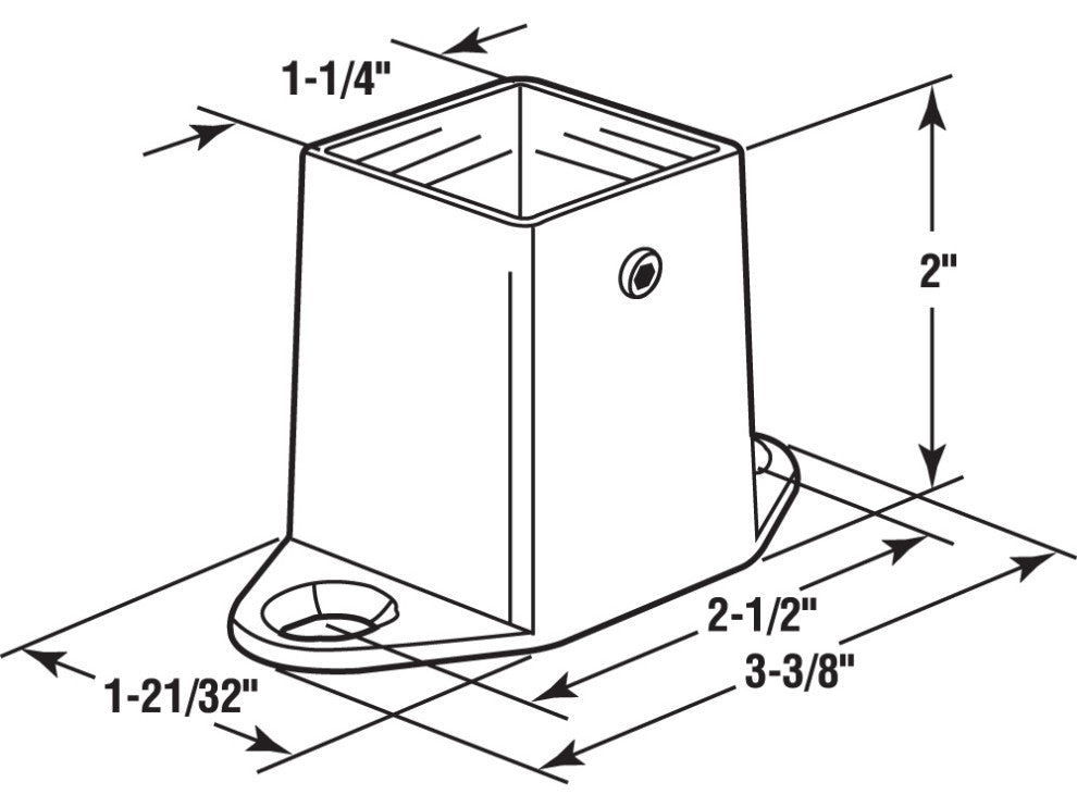 Square Post Shoe, 1-1/4", Cast Zamak Construction, Chrome Plated