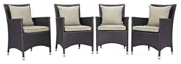 Modway Convene 4 Piece Outdoor Patio Dining Set, Espresso Beige