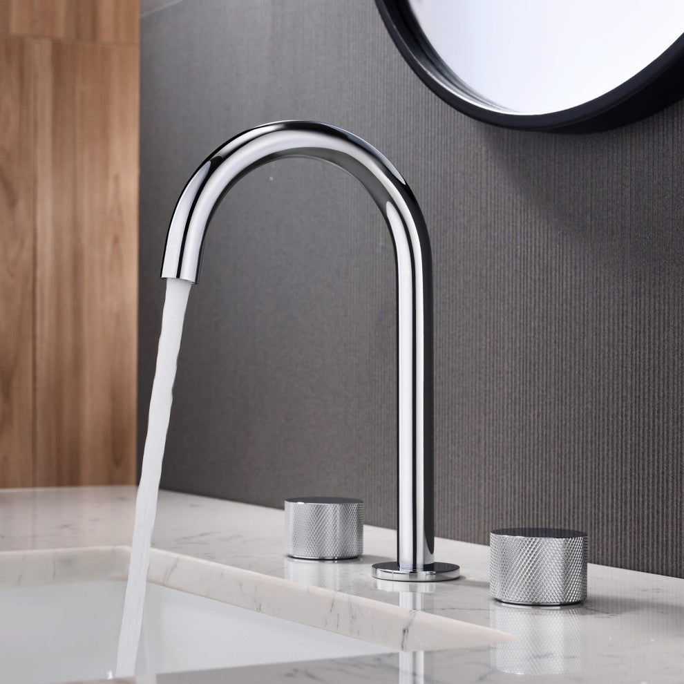 Circular X 8" Bathroom Sink Widespread Faucet with Drain Assembly, Chrome