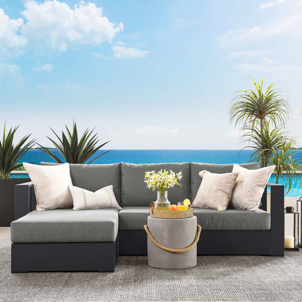 Tahoe Outdoor Patio Powder-Coated Aluminum 2-Piece Left-Facing Chaise Sectional