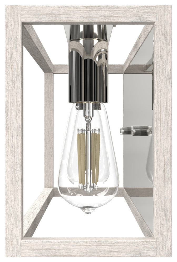 Hunter Squire Manor Distressed White and Chrome 2 Light Vanity Wall Light