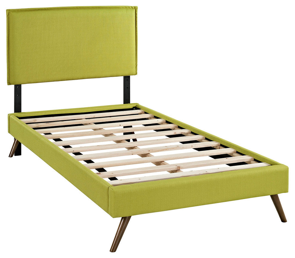Modway Camille Twin Fabric Platform Bed With Round Splayed Legs, Wheatgrass