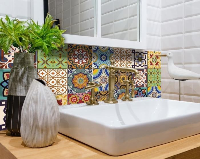 8"x8" Auguri Geo Peel and Stick Removable Tiles