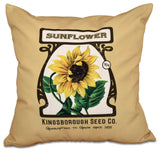 Sunflower, Floral Print Pillow, Gold, 20"x20"