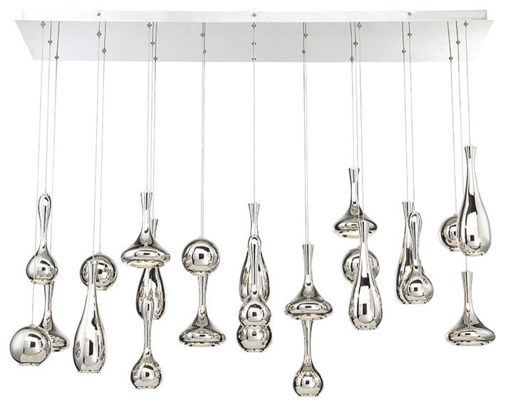 Modern Forms Acid LED 23-Light Linear Chandelier in Polished Nickel