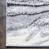 Viscon Abstract Marble Contemporary Light Gray/Black 2 ft. x 8 ft. Runner Rug