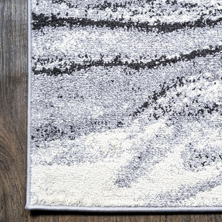 Viscon Abstract Marble Contemporary Light Gray/Black 2 ft. x 8 ft. Runner Rug