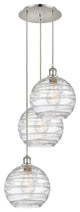 Athens Multi-Pendant, Polished Nickel, Clear Deco Swirl