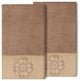 100% Turkish Cotton Alyssa 2-Piece Embellished Bath Towel Set, Latte