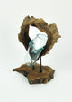 Framed Molten Glass Bowl / Succulent Terrarium On Natural Gamal Root Wooden Bas
