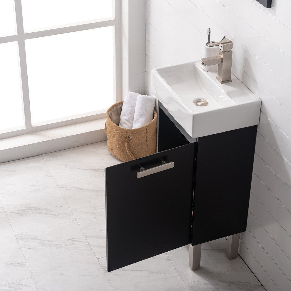 Stella Modern Black 16.5" Single Sink Vanity