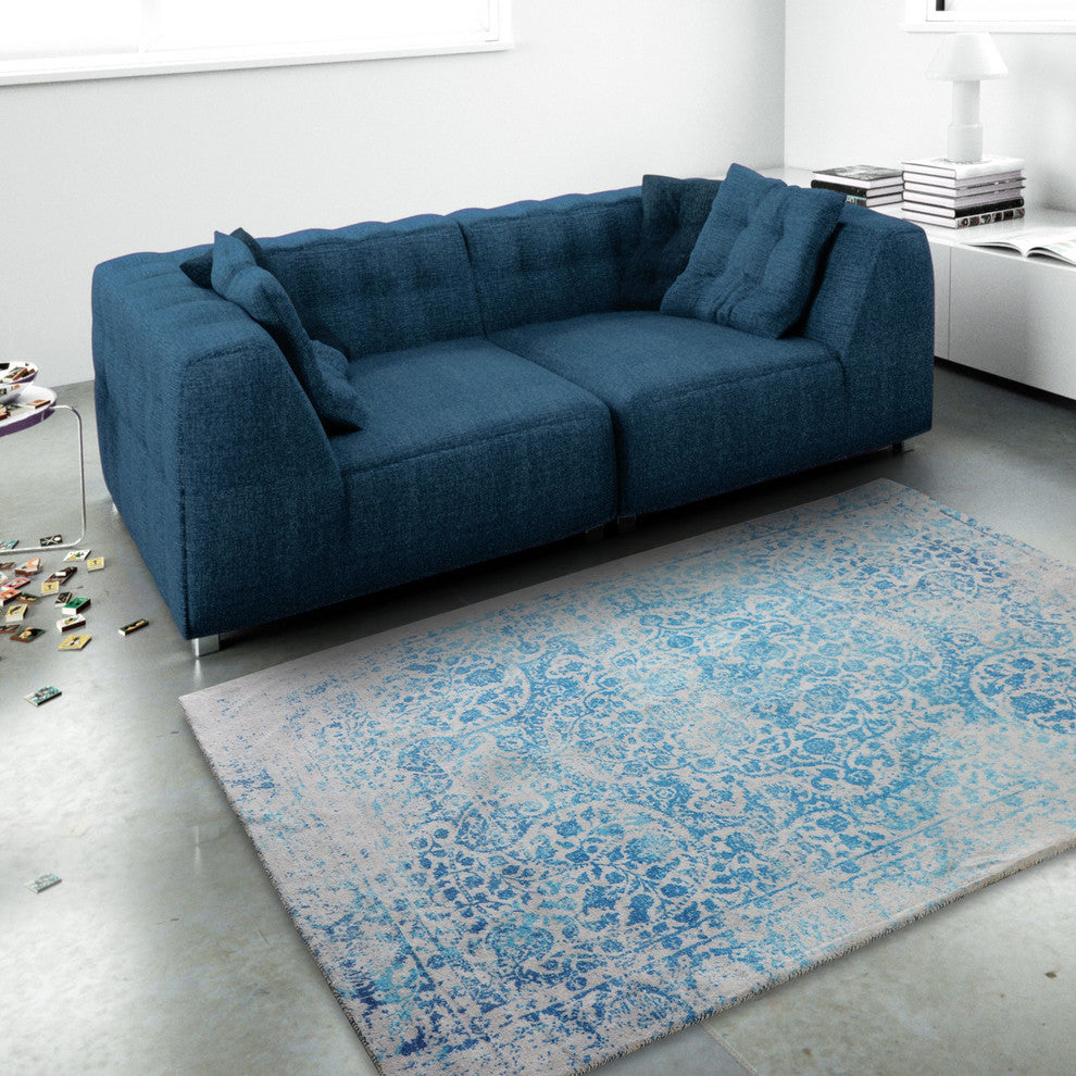 Blue Palace Distressed Boho Area Rug, 7'6"x9'6"