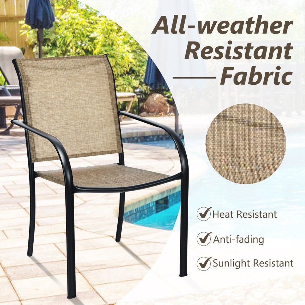 Costway Set of 16 Patio Dining Chairs Stackable Armrest Backrest no Assembly