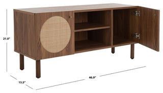 Safavieh Ophelia 2 Door 2 Shelf Media Stand, Walnut/Natural