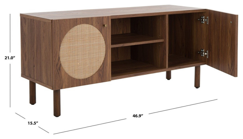 Safavieh Ophelia 2 Door 2 Shelf Media Stand, Walnut/Natural