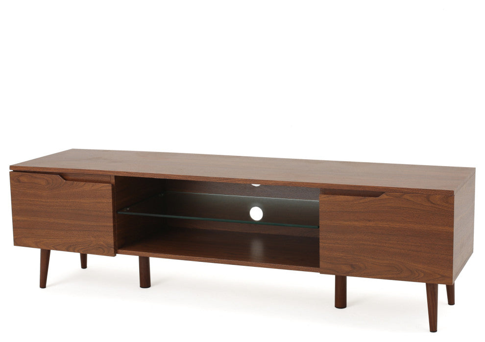 GDF Studio Reginald Mid Century Design Tv Stand, Walnut