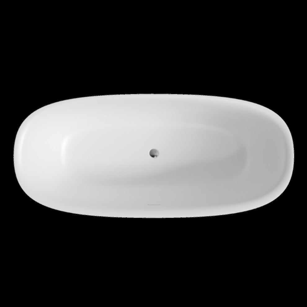 Perlato Ravenna 67" Eco-Lapistone Freestanding Soaker Tub, Matte Black Exterior