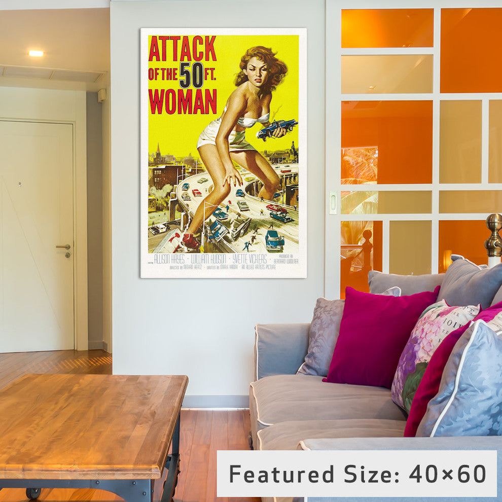 "Attack Of The 50 Foot Woman" Wrapped Canvas Print, 40x26x1.5