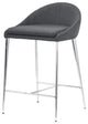 Counter Stool Chair, Set of 2, Steel Metal, Fabric, Gray, Chrome