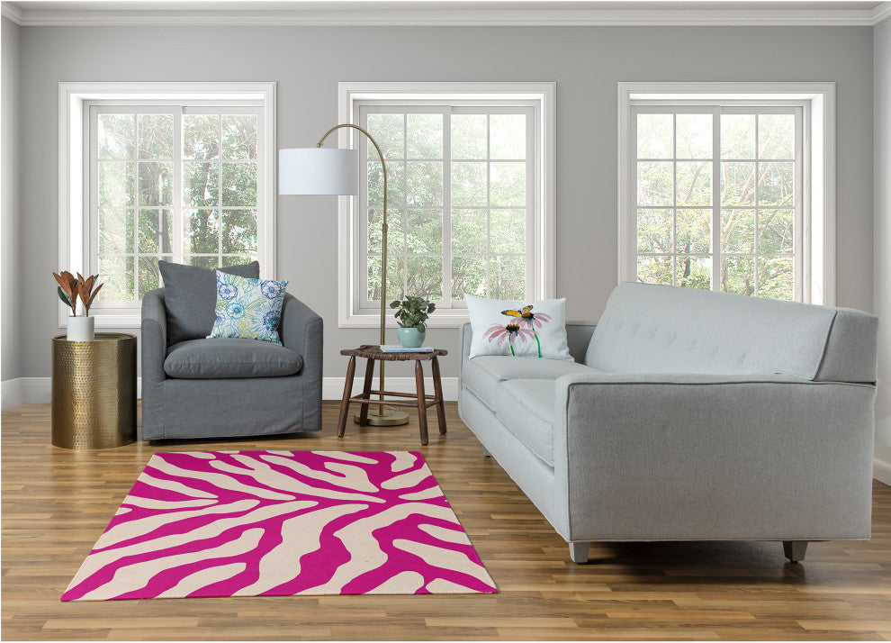 Animal Stripe Spring Chenille Rug, Orchid, 4'x6'