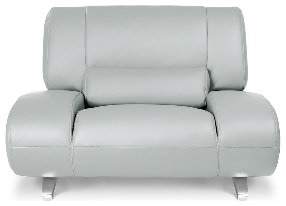 Aspen Microfiber Leather Sofa Set With Loveseat and Chair, 3-Piece Set, Light Gray