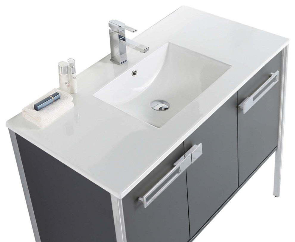 Oakville Bath Vanity, Ceramic Sink, Onix Grey, 42 Inch, Chrome Hardware