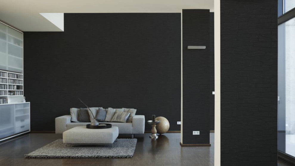 Faux Textured Wallpaper, Black, One Roll