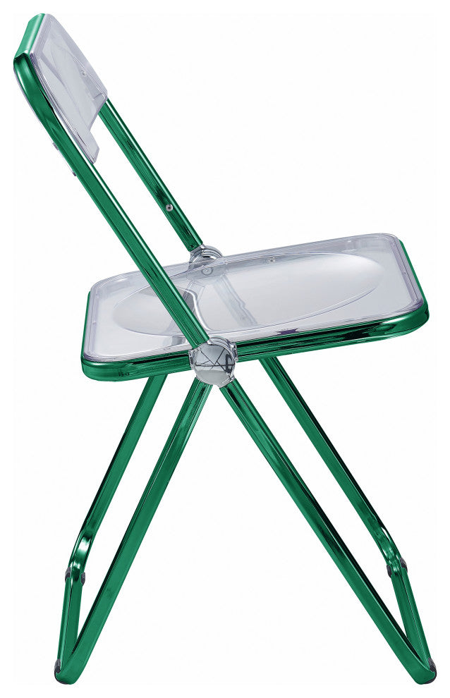Lawrence Acrylic Folding Chair With Metal Frame, Green