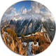 Mountains With Sun At Vratna Valley, Landscape Round Metal Artwork, 11"