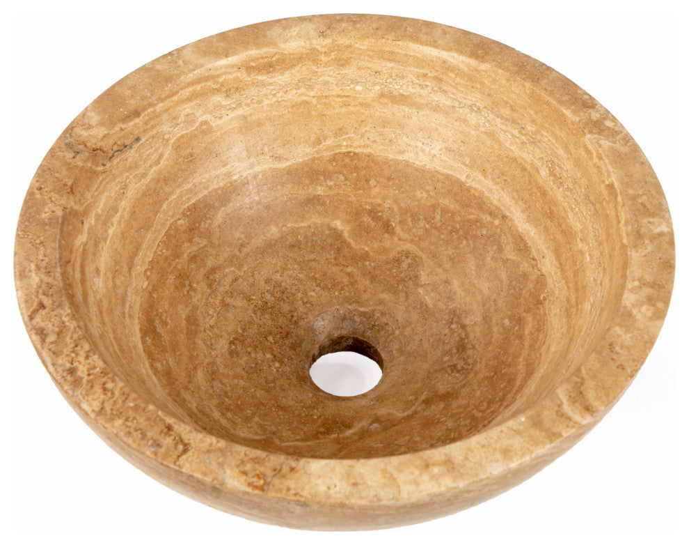 Eden Bath EB_S003BT-H Small Vessel Sink Bowl - Honed Beige Travertine