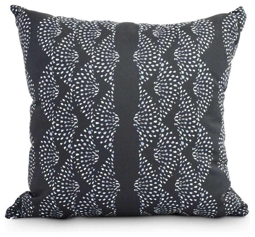 Dotted Decor Black Stripe Print Decorative Outdoor Throw Pillow, 20"