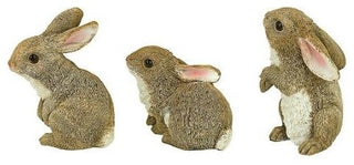 Set of 6 Baby Bunny Rabbit Den Statues