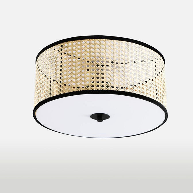 Vidalite Nakuv Rattan And Velvet Flush Mount Lamp