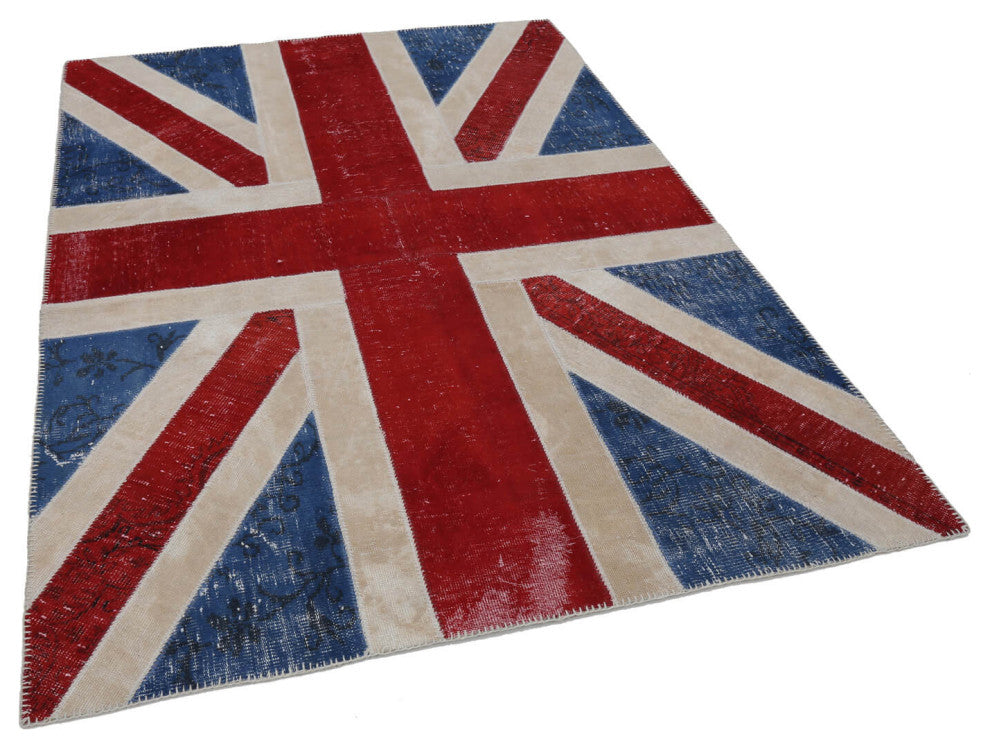 Rug N Carpet - Handwoven Anatolian 5' 8'' x 7' 11'' Flag Patchwork Rug
