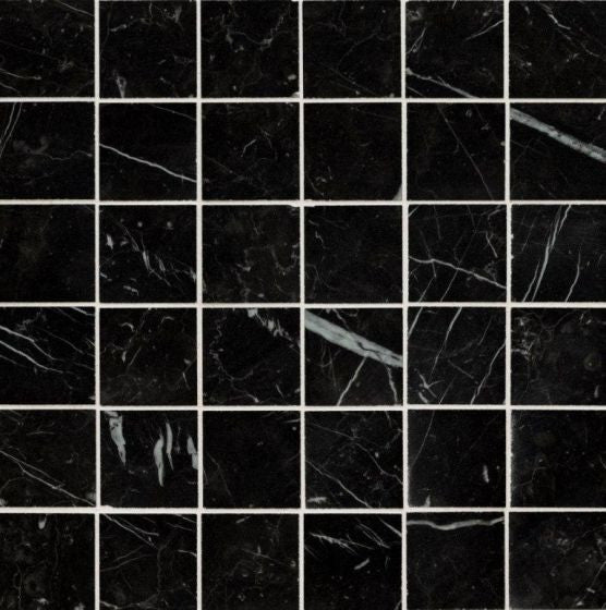 Regallo Marquina Noir 2X2 Matte Porcelain Mosaic, (4x4 or 6x6) Sample