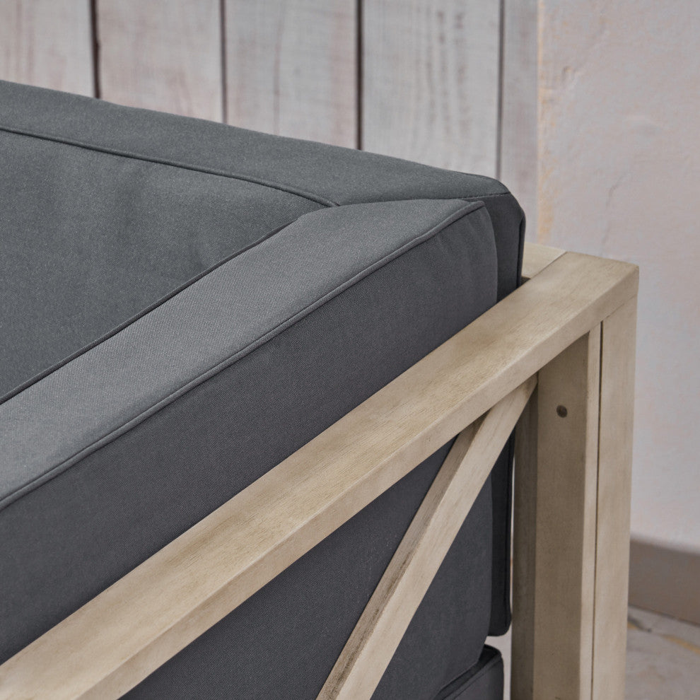 Andy Outdoor Modular Acacia Wood Sofa With Cushions
