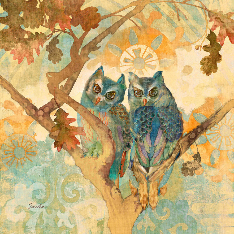 "Parish Owls" Painting Print on Canvas by Evelia