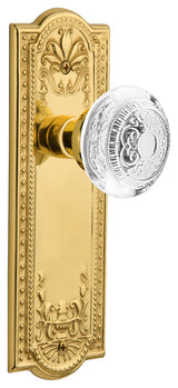 Meadows Plate Passage Crystal Egg and Dart Knob, Unlacquered Brass, 2.375"