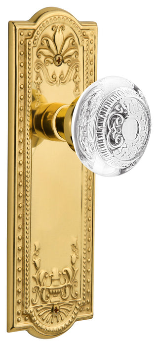 Meadows Plate Passage Crystal Egg and Dart Knob, Unlacquered Brass, 2.375"